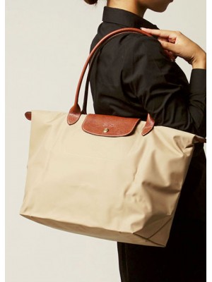 LC024*LONGCHAMP LE PLIAGE TOTE 1899089 LARGE/LONG HANDLE (BEIGE) *CLEARANCE